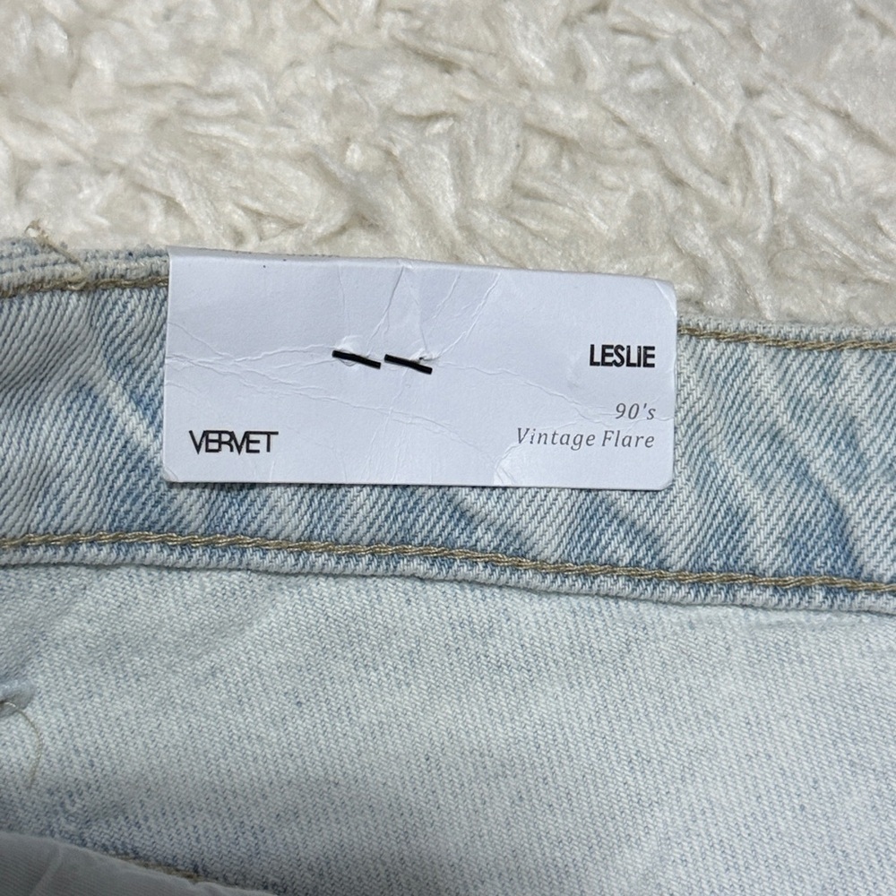 NWT Vervet 90s vintage flare light wash crop distressed raw hem jeans 29 - Picture 12 of 13